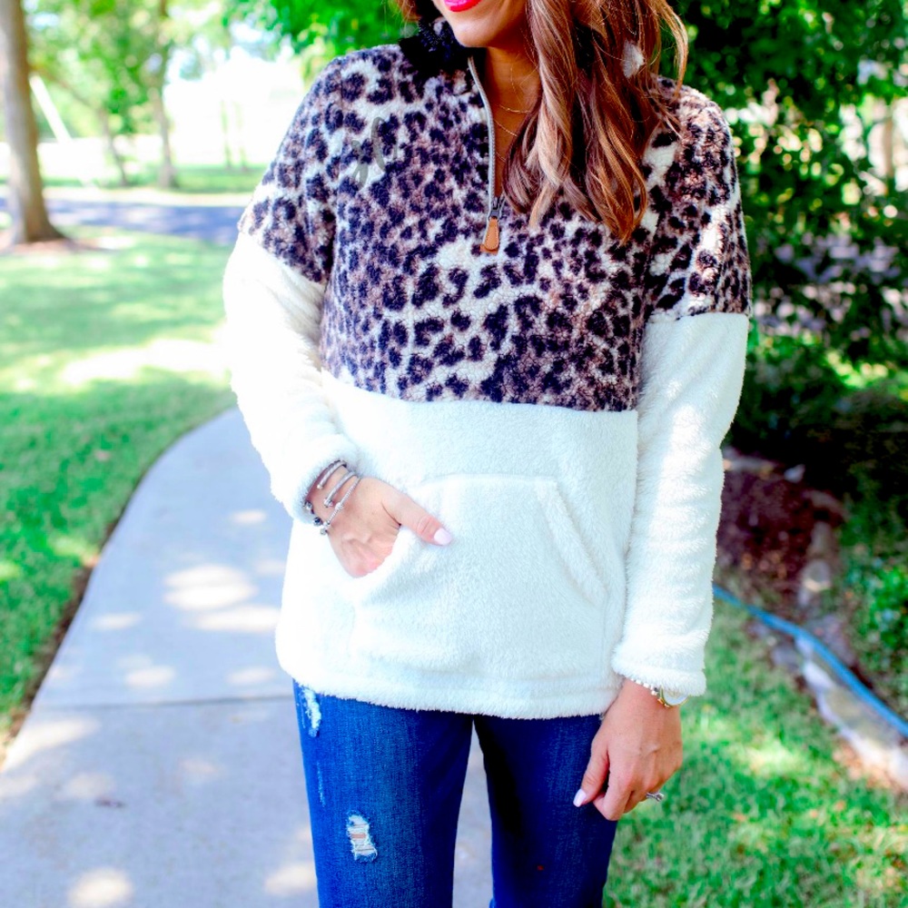 Leopard Fleece Pullover